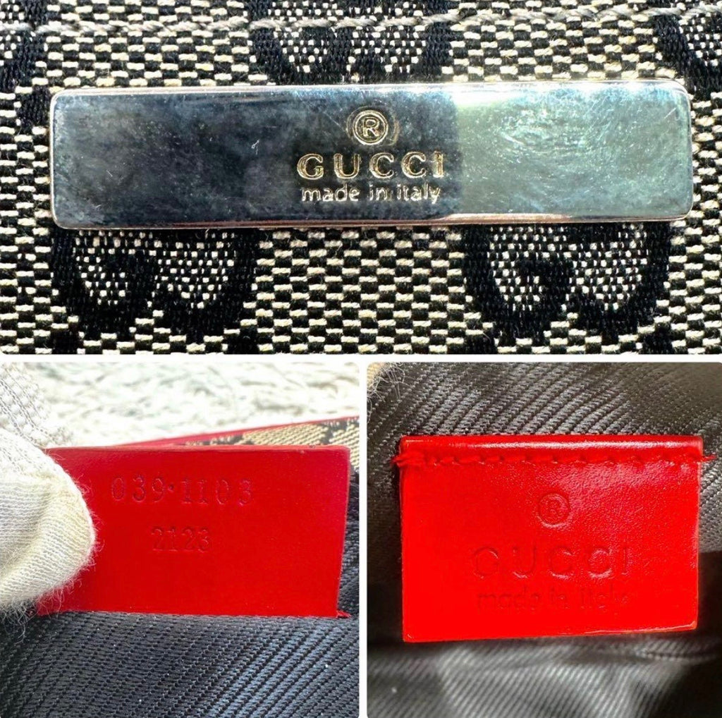 Gucci GG boat Canvas Pochette Bag - Red Trim