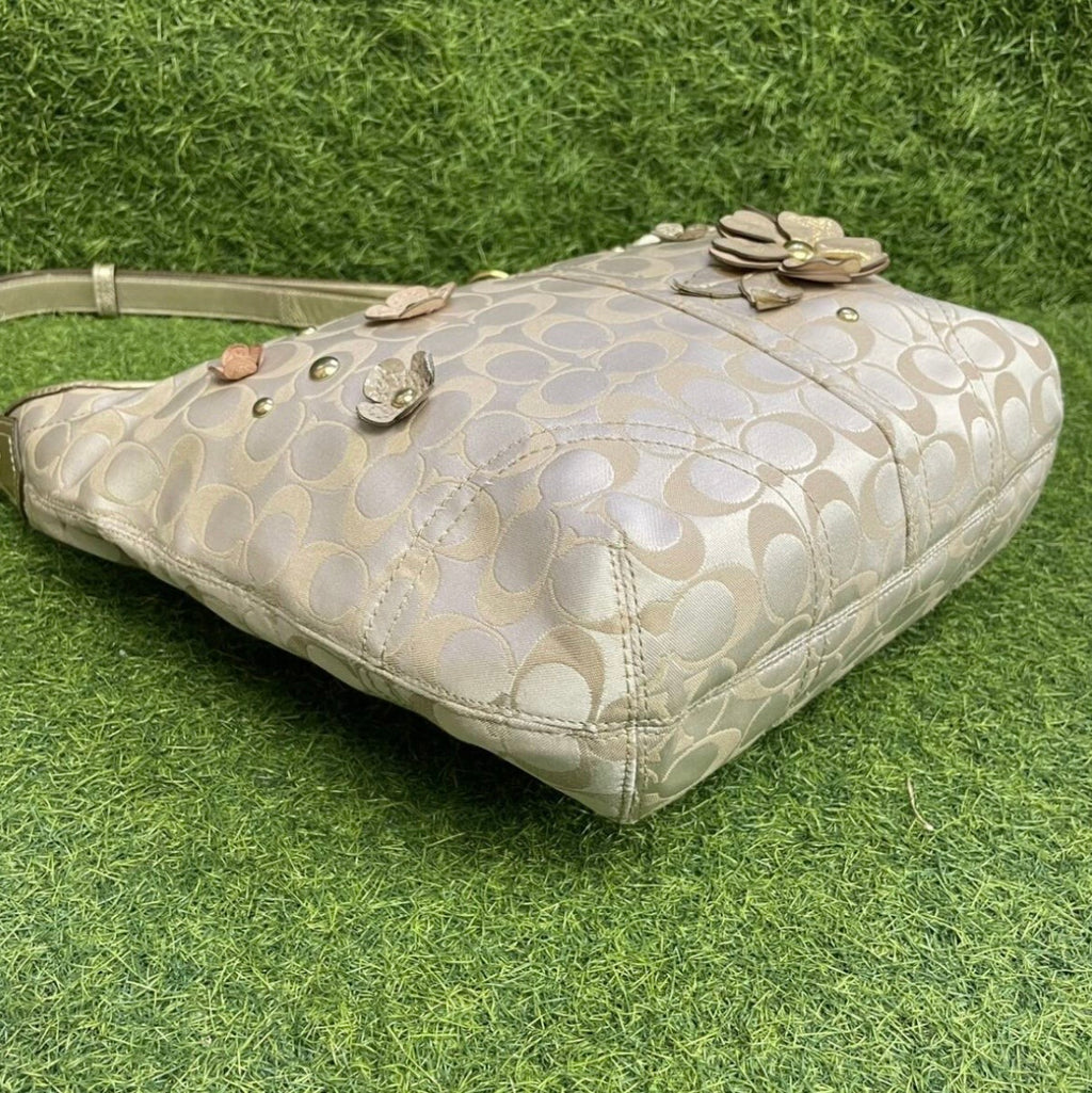 Coach Floral Appliqué Duffle Hobo Bag, style 18896.