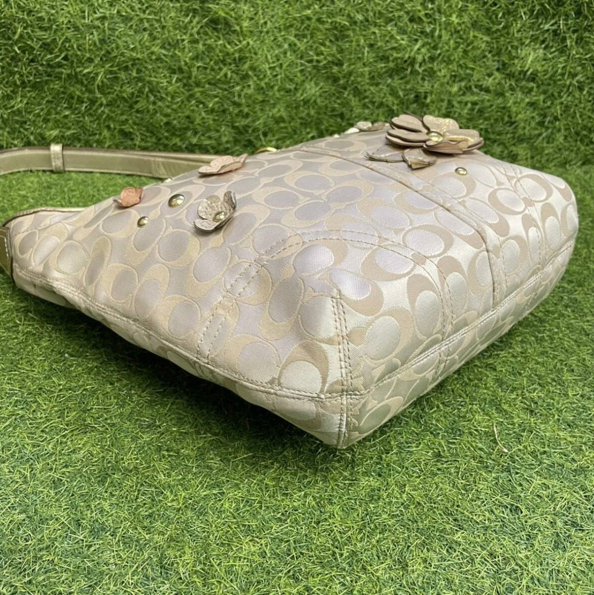 Coach Floral Appliqué Duffle Hobo Bag, style 18896.