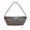 Gucci GG boat Canvas Pochette Bag - Red Trim