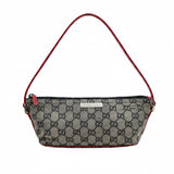 Gucci GG boat Canvas Pochette Bag - Red Trim