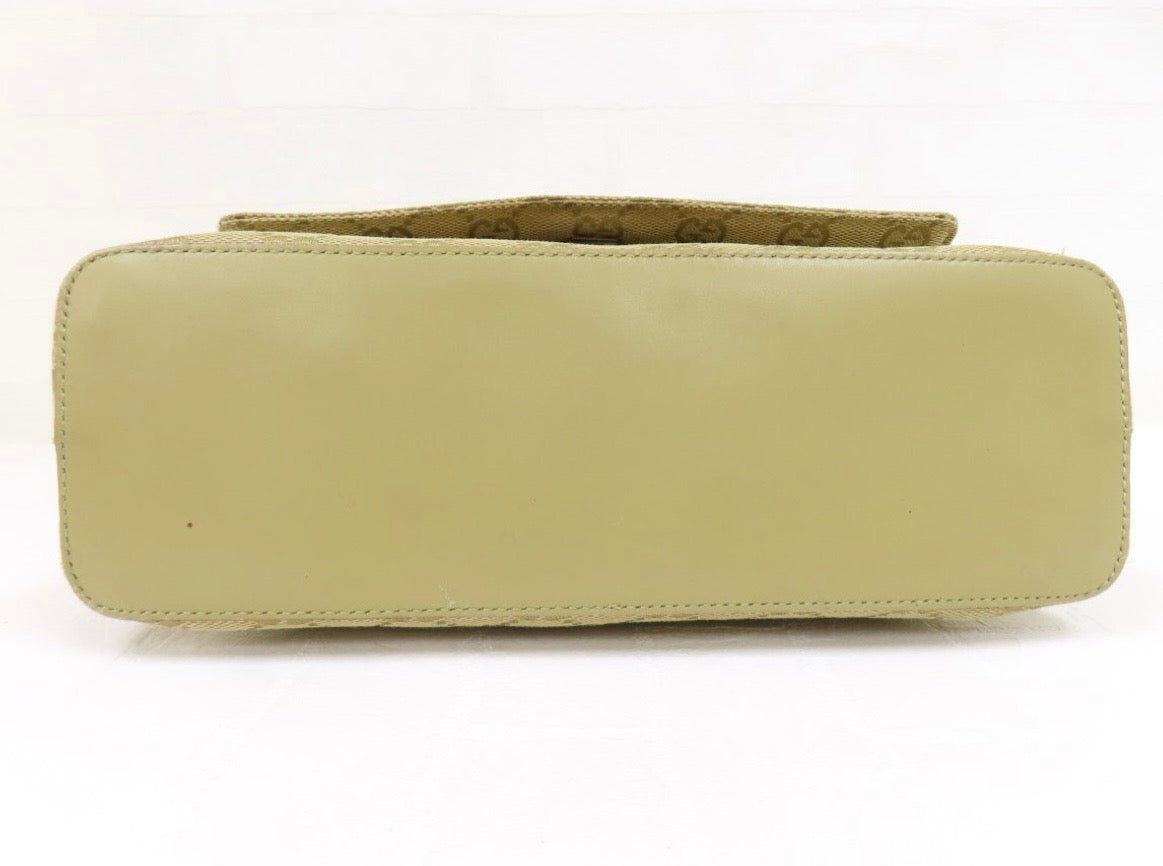 Gucci Beige GG Monogram Canvas Shoulder Handbag