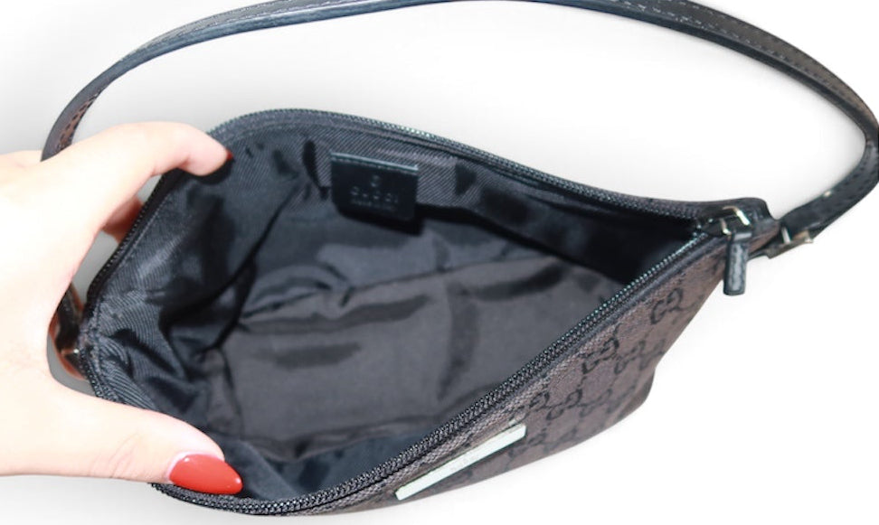 Gucci GG canvas boat pochette black