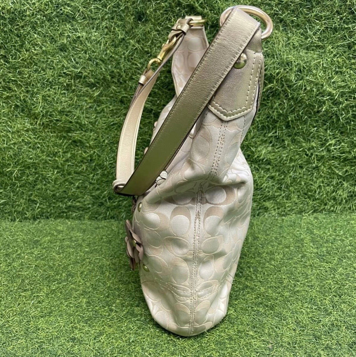 Coach Floral Appliqué Duffle Hobo Bag, style 18896.
