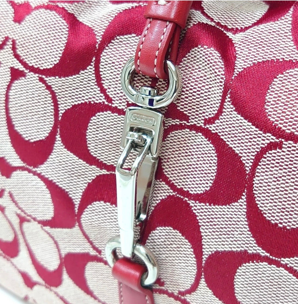 Coach Hamptons signature clip hobo red/beige 6091.