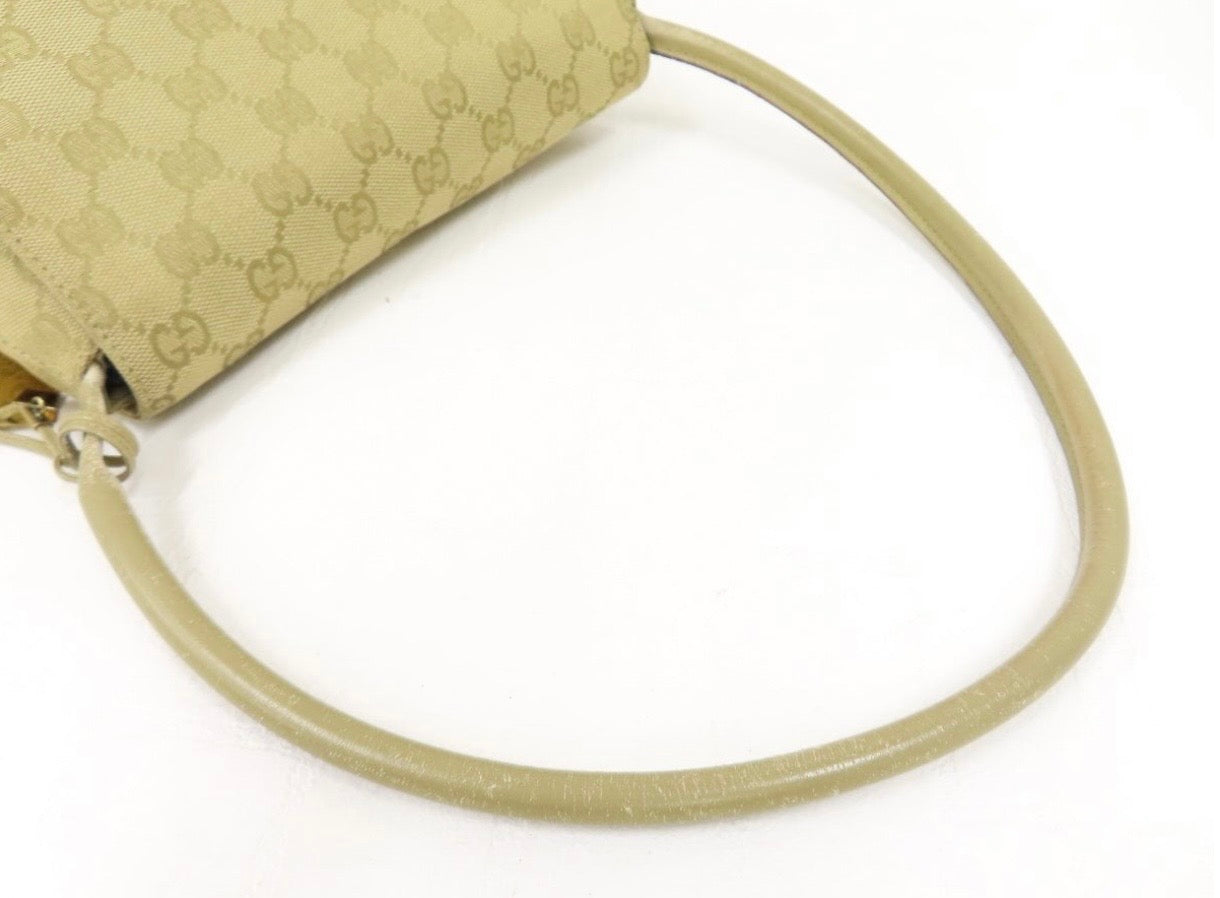 Gucci Beige GG Monogram Canvas Shoulder Handbag