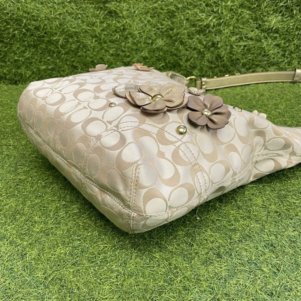 Coach Floral Appliqué Duffle Hobo Bag, style 18896.
