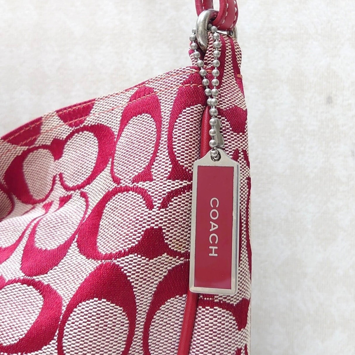 Coach Hamptons signature clip hobo red/beige 6091.