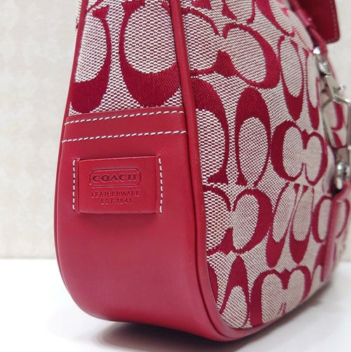 Coach Hamptons signature clip hobo red/beige 6091.