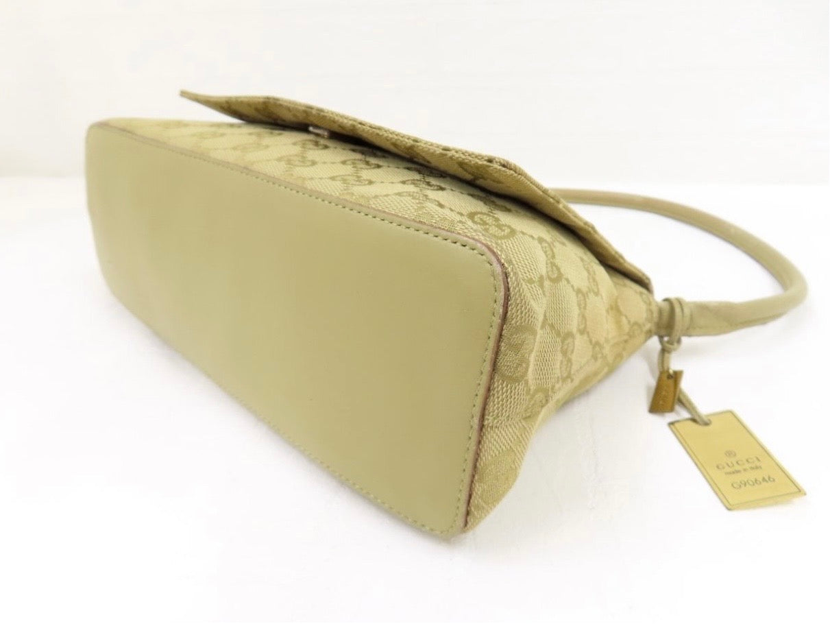 Gucci Beige GG Monogram Canvas Shoulder Handbag