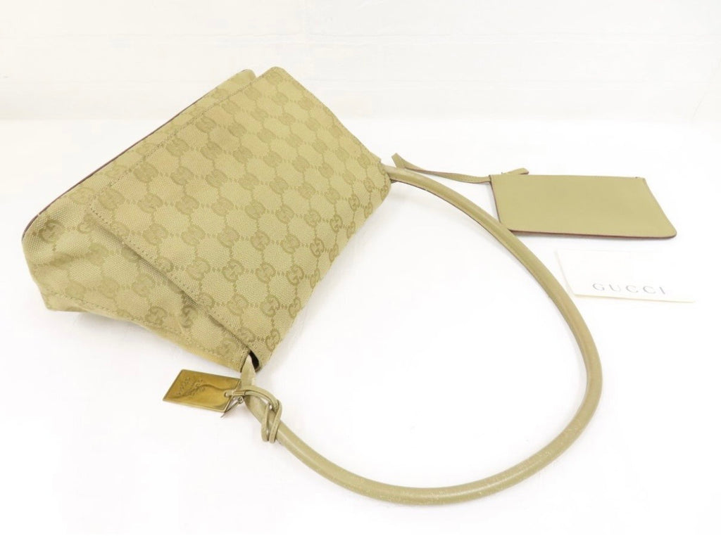 Gucci Beige GG Monogram Canvas Shoulder Handbag