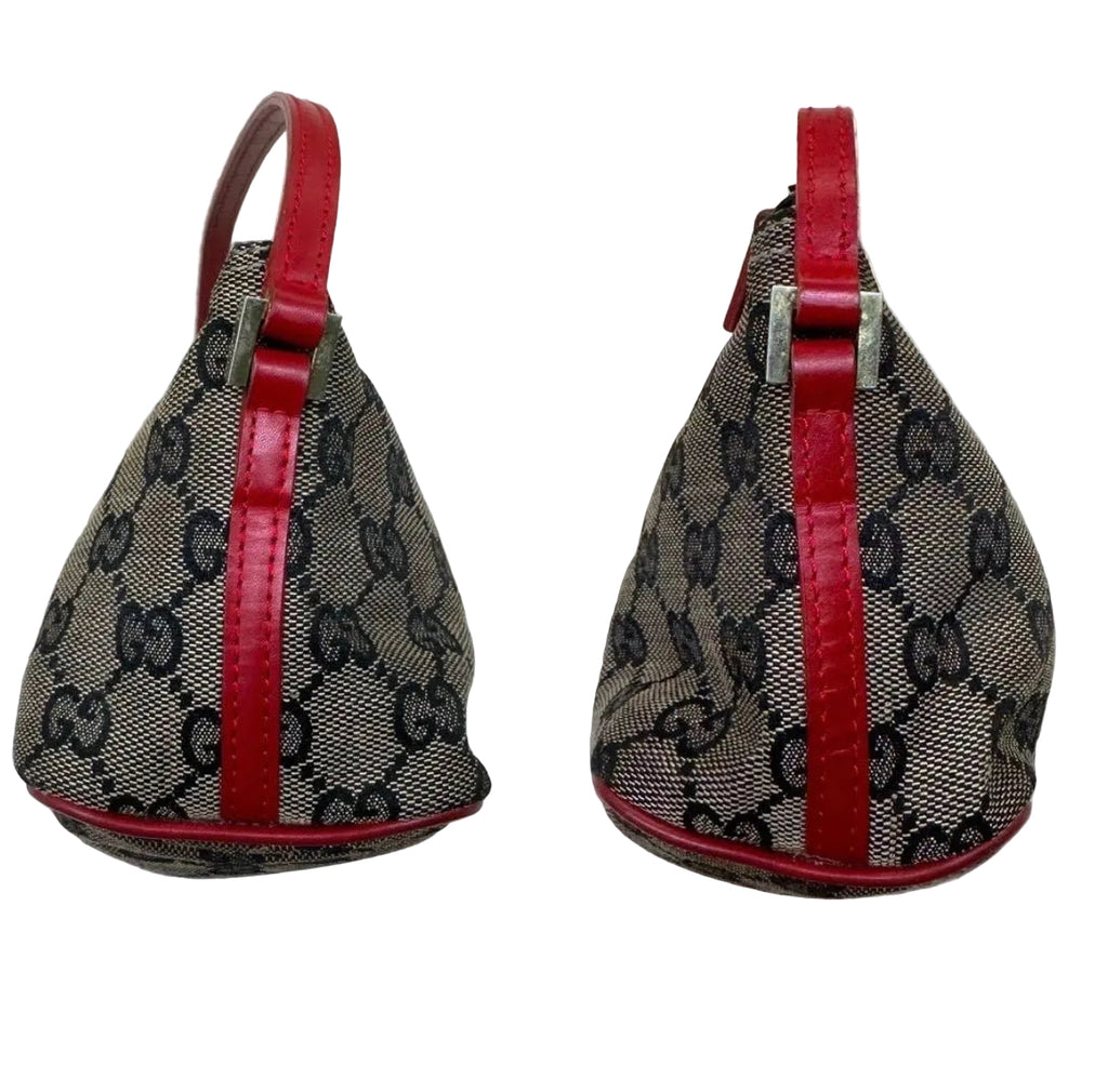 Gucci GG boat Canvas Pochette Bag - Red Trim