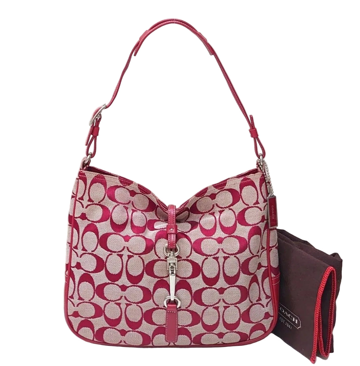 Coach Hamptons signature clip hobo red/beige 6091.