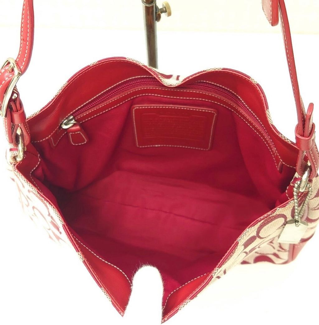 Coach Hamptons signature clip hobo red/beige 6091.
